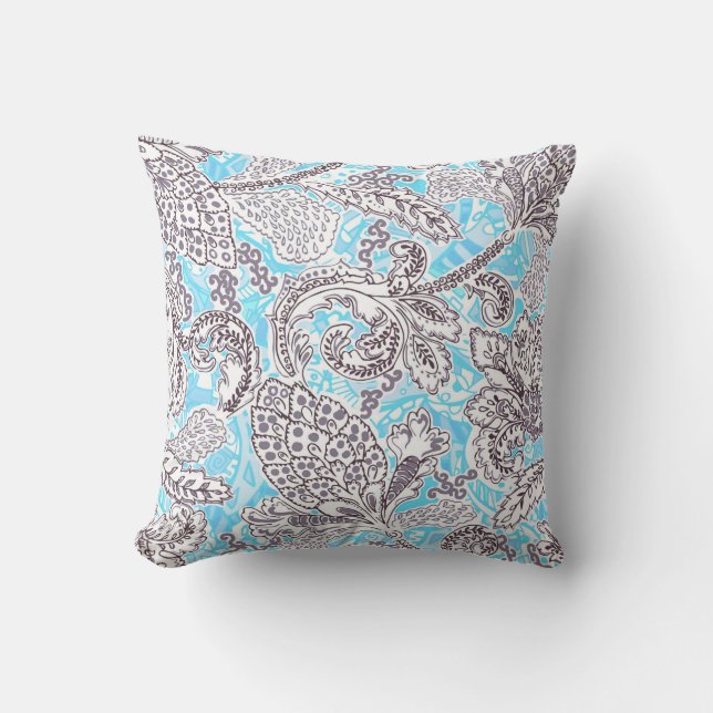 Cojín Decorativo Flor azul gris claro (Anverso)