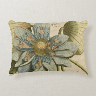 Cojín Decorativo Flor azul Lotus en un fondo tan simple con escritu
