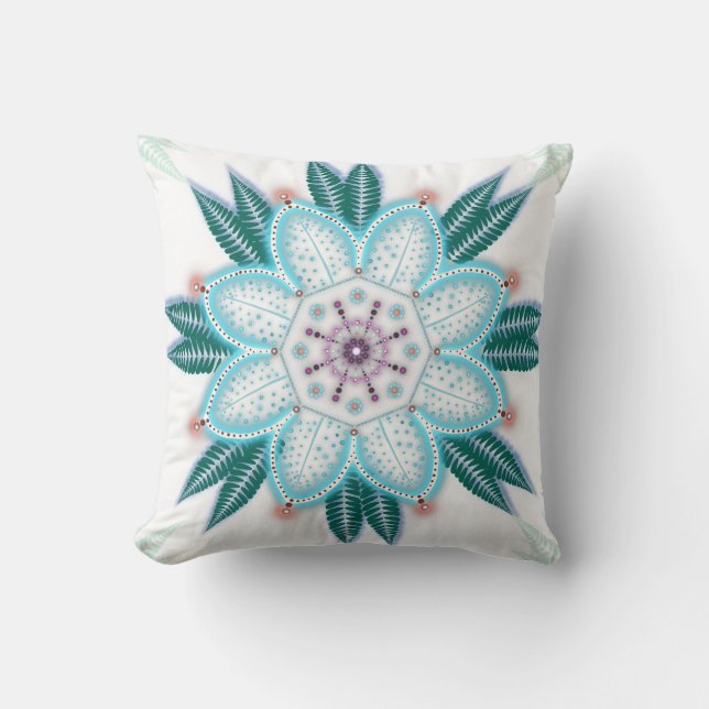 Cojín Decorativo Flor azul Mandala (Anverso)