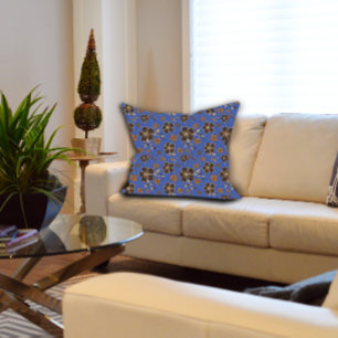 Cojín Decorativo Flor azul marrón