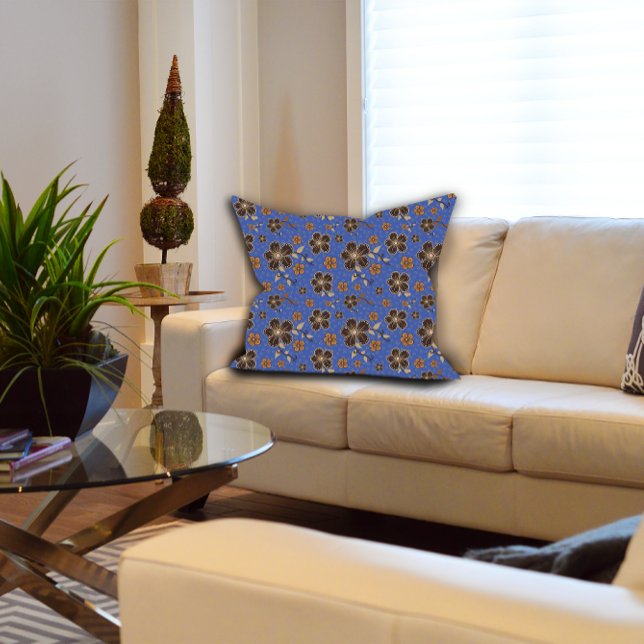 Cojín Decorativo Flor azul marrón (Subido por el creador)