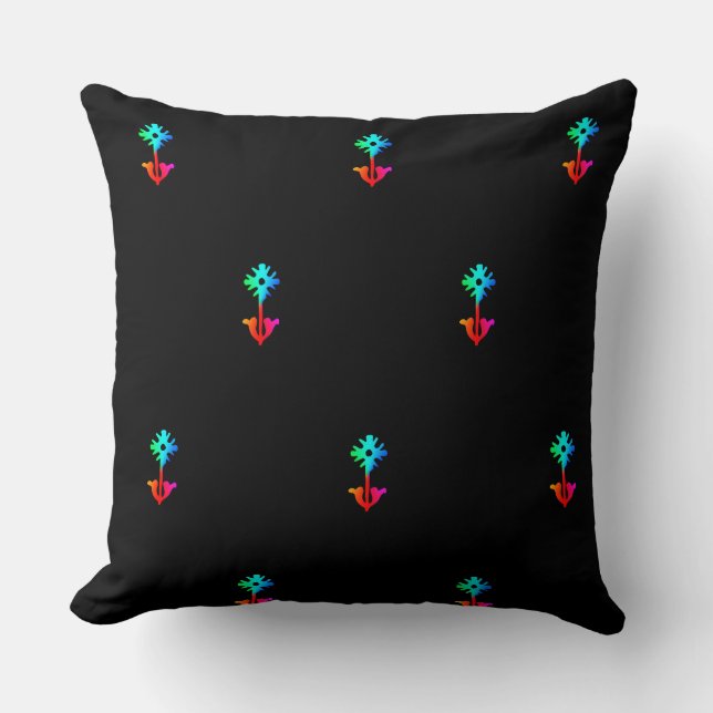 Cojín Decorativo Flor Azul Negro (Anverso)