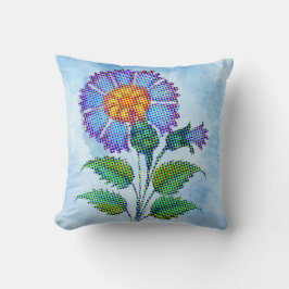 Cojín Decorativo Flor Azul Semitono en Arte Fino Azul