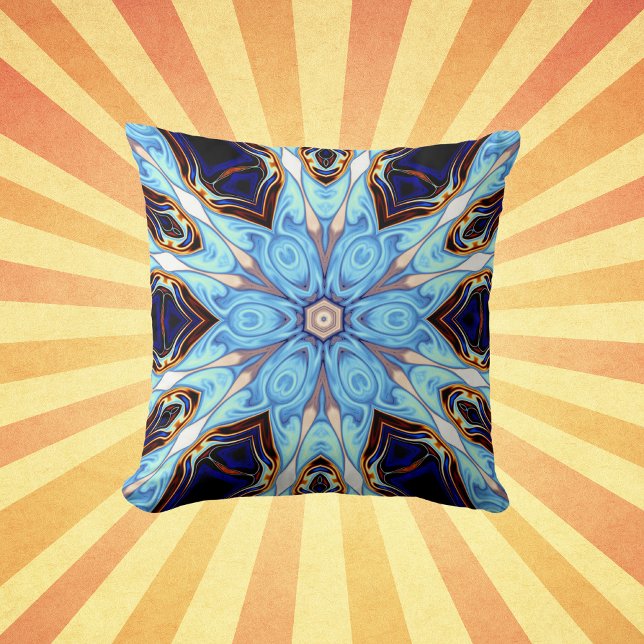 Cojín Decorativo Flor azul y Naranja psicodélica de Kaleidoscope (Subido por el creador)