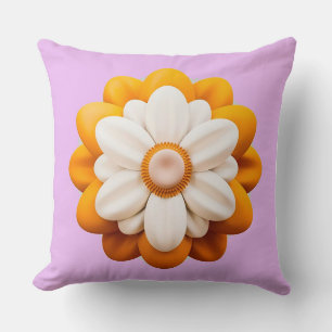 Cojín Decorativo 🌼 Flor blanca amarilla para decorar sofá, acento,