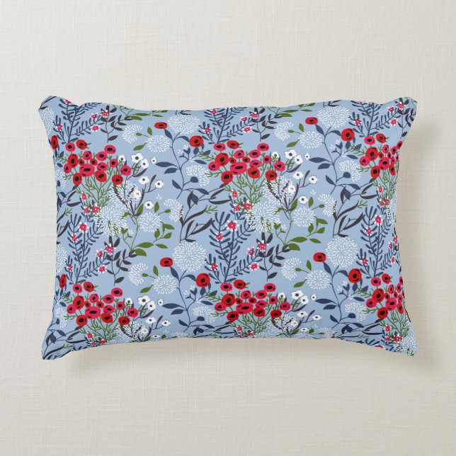 Cojín Decorativo Flor blanca azul rosa rojo (Anverso)