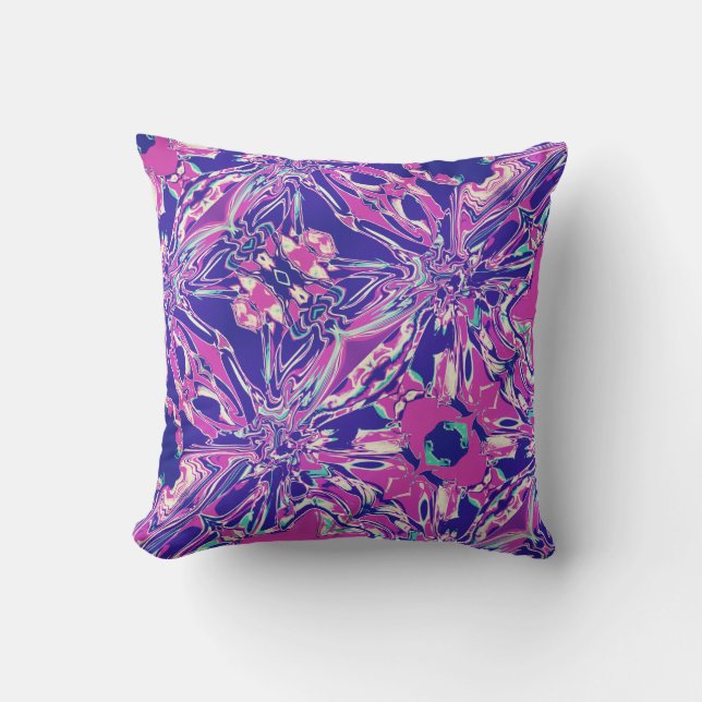 Cojín Decorativo Flor blanca morada magenta silenciada diagonal (Anverso)