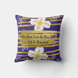 Cojín Decorativo Flor blanca y dorada