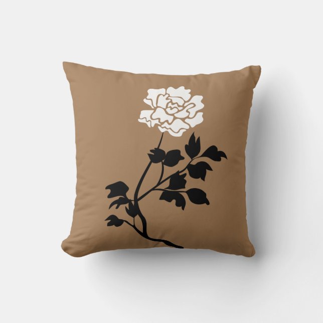 Cojín Decorativo Flor blanca y negra (Anverso)