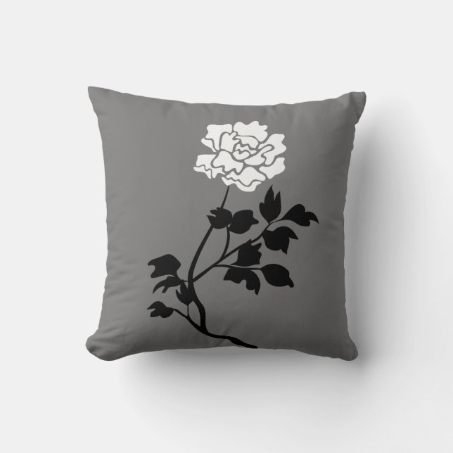 Cojín Decorativo Flor blanca y negra (Anverso)