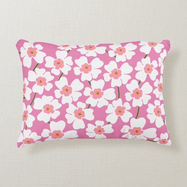 Cojín Decorativo Flor blanca y rosa (Anverso)