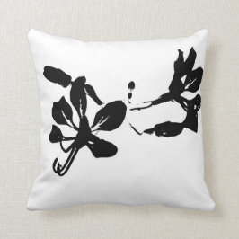 Cojín Decorativo Flor, blanco y negro
