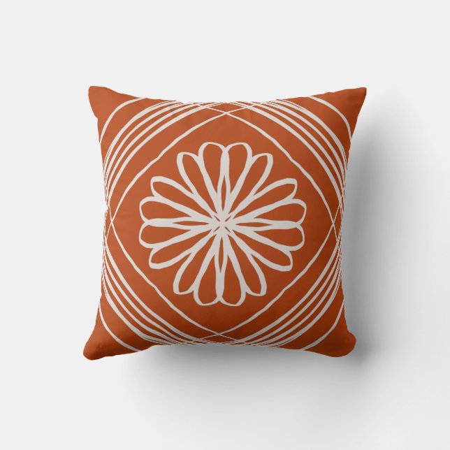 Cojín Decorativo Flor bohemia Naranja quemada (Reverso)