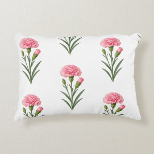 Cojín Decorativo Flor Botánica de Clavel, Flor de Nacimiento de Ene