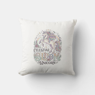 Cojín Decorativo Flor Celestial Unicornio Unicornio Tipografía Prem