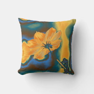 Cojín Decorativo Flor Cosmos amarilla de arte pop de primer orden
