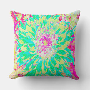 Cojín Decorativo Flor Dahlia decorativa amarillo y magenta