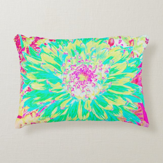 Cojín Decorativo Flor Dahlia decorativa amarillo y magenta (Anverso)