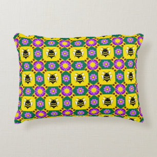 Cojín Decorativo Flor de Abeja Colorida Decoración de Acento de Jar