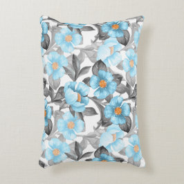 Cojín Decorativo Flor de Acuarela Azul - Floral Botánico