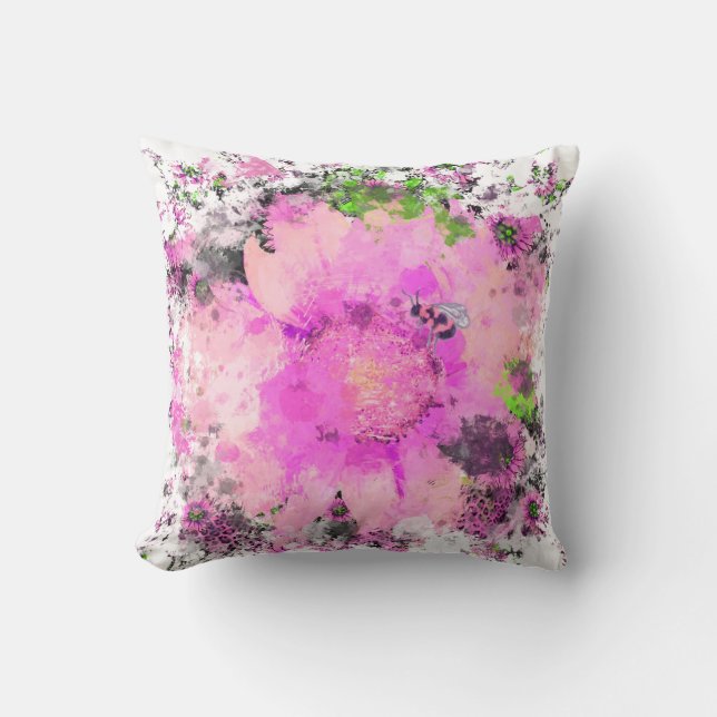 Cojín Decorativo Flor de acuarela - Rosa (Anverso)
