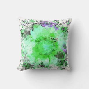 Cojín Decorativo Flor de Acuarela - Verde 