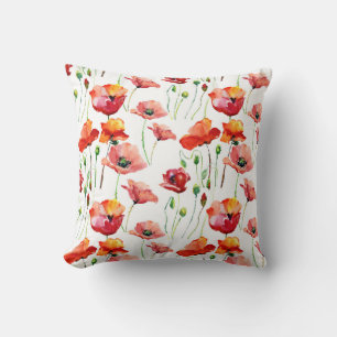 Cojín Decorativo Flor De Adormidera: Sencillo Fondo Sin Marea.