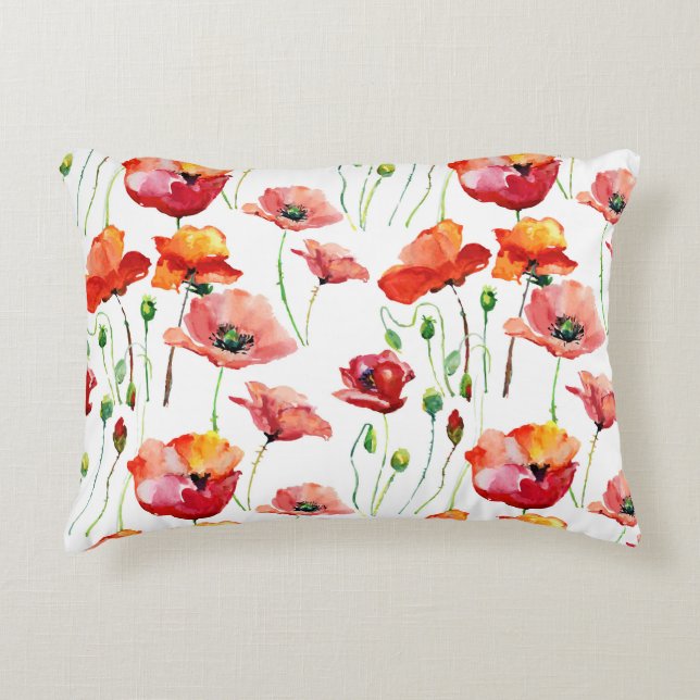 Cojín Decorativo Flor De Adormidera: Sencillo Fondo Sin Marea. (Anverso)