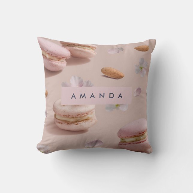 Cojín Decorativo Flor de almendra personalizada de Pastel Macaron (Anverso)