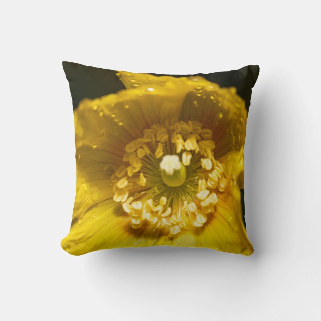 Cojín Decorativo Flor de amapola Amarillo (Anverso)