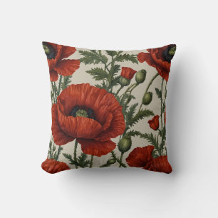 Cojín Decorativo Flor de amapola roja Naranja