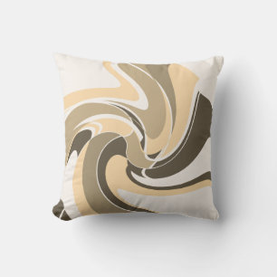 Cojín Decorativo Flor de arte abstracta de color marrón crema fuera