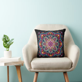 Cojín Decorativo Flor de Arte Folclórico Boho