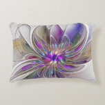 Cojín Decorativo Flor de arte fractal enérgica y colorida<br><div class="desc">Una flor multicolor y potente de fantasía,  un singular arte fractal floral. Diseño para su almohada de acento y más.</div>