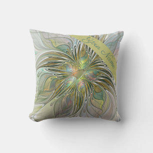 Cojín Decorativo Flor De Arte Moderno Con Nombre De Oro