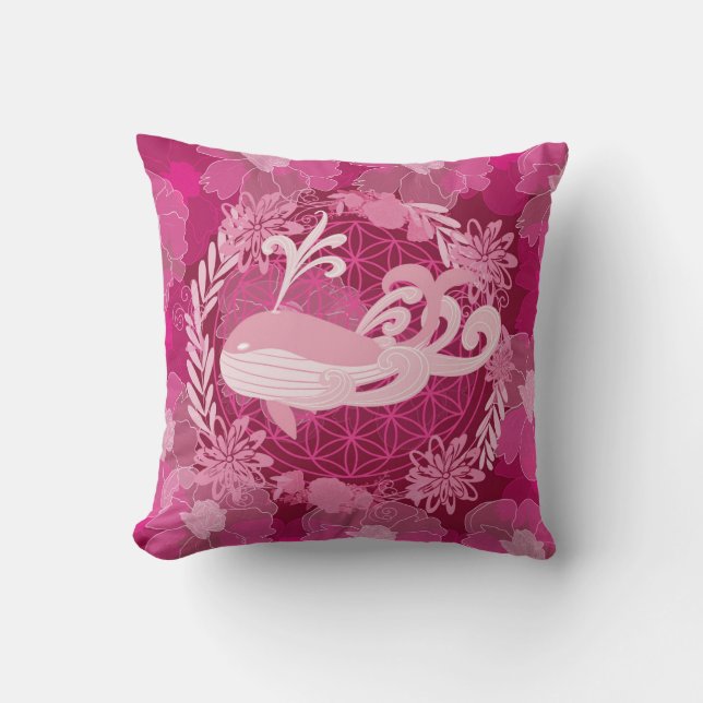 Cojín Decorativo Flor de ballena de vida (Anverso)