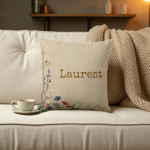 Cojín Decorativo Flor de boho rústico de la frontera beige