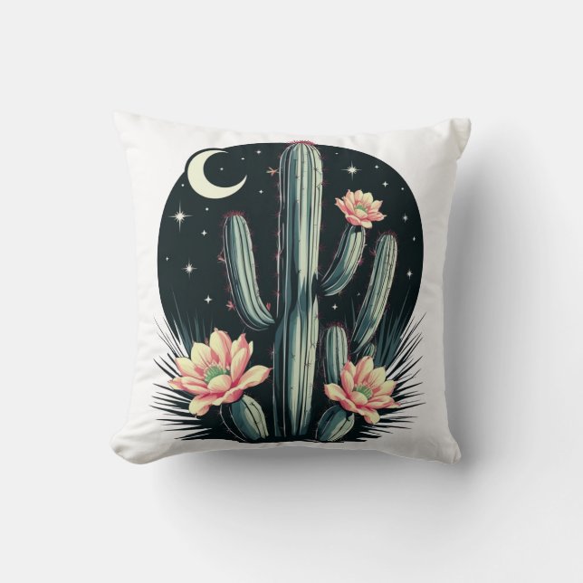 Cojín Decorativo Flor de cactus nocturna (Anverso)