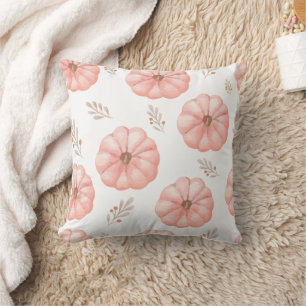 Cojín Decorativo Flor de calabaza de color de agua rosado