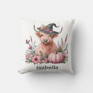Cojín Decorativo flor de calabaza rosa de vaca de montaña
