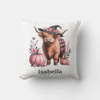 Cojín Decorativo flor de calabaza rosa de vaca de montaña