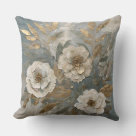 Cojín Decorativo Flor de Campo Ahumado Azul Oro Rústico
