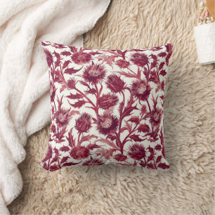Cojín Decorativo Flor de cardo William Morris de color burgundy int