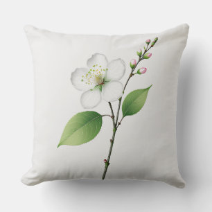 Cojín Decorativo Flor de cerezo blanco único