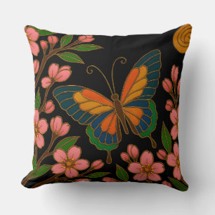 Cojín Decorativo Flor de Cerezo Luna Mariposa