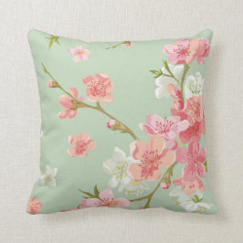Cojín Decorativo Flor de cerezo, menta, jade, de moda, hermoso,