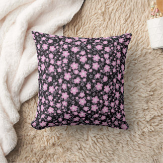 Cojín Decorativo Flor de cerezo negro rosa