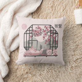 Cojín Decorativo Flor de cerezo rosa bonsai diseño gráfico asiático