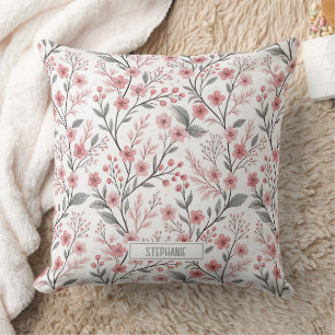 Cojín Decorativo Flor de cerezo rosa sakura sobre blanco