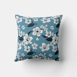 COJÍN DECORATIVO FLOR DE CEREZO - SAKURA (AZUL AHUMADO)